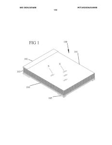 Patent drawing showing a rectangular layered sheet of expandable paper wrap with labelled sections.